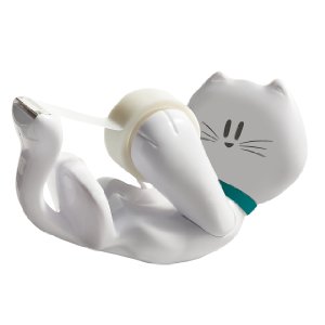 Small White Kitty Tape Dispenser