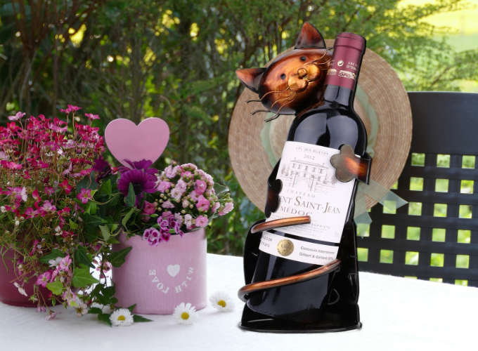 metal cat wine bottle holder